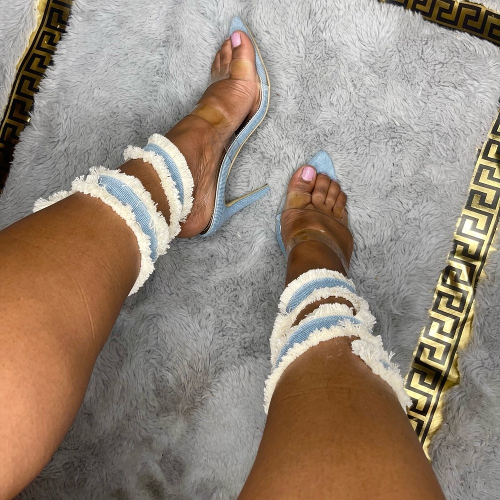 Denim Strap Stiletto Heels